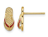 14K Yellow Gold Polished Enamel Flip-Flop Charm Earrings